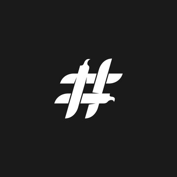 simple logo of bird and hashtag
