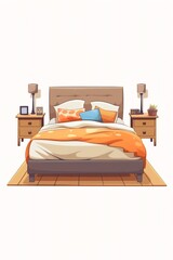 Aufkleber - Generative AI : Minimalist Bed Illustration on White