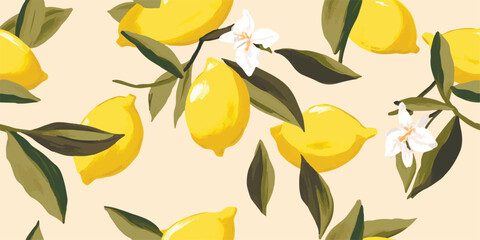 Contemporary seamless lemon pattern. Fashionable template for design