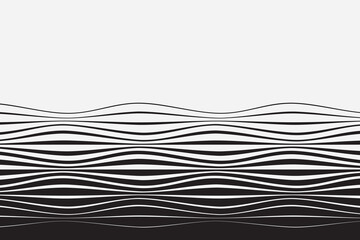 Aufkleber - black and white curved line stripe mobious wave abstract background. Vector illustration.
