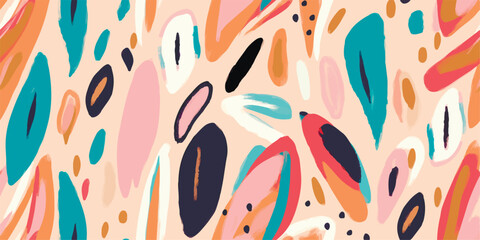 Hand drawn trendy pastel abstract pattern. Creative collage contemporary seamless pattern. Fashionable template for design