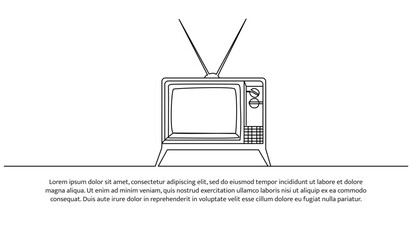 Wall Mural - Old television one continuous line design. Decorative elements drawn on a white background.