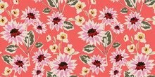 Floral Abstract Seamless Pattern. Retro Flowers. Vintage Style.Vector Design For Paper, Cover, Fabric, Interior Decor And Other