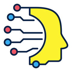 Poster - AI Head with Circuit Board vector ML concept colored icon or symbol