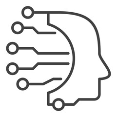 Poster - ai head with circuits board vector concept thin line icon