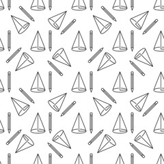 Canvas Print - Cone with Pencil vector concept outline seamless pattern