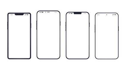 Poster - Flat design vector phones collection - Illustration of various unbranded mobile devices with white empty screens