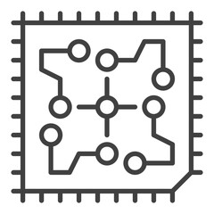 Poster - Processor with Circuit Board vector concept outline icon or sign