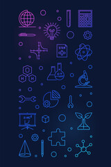 Poster - STEM Science, Technology, Engineering, Mathematics concept thin line vertical colorful modern banner