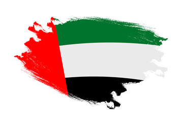 Wall Mural - Abstract stroke brush textured national flag of United arab emirates on isolated white background