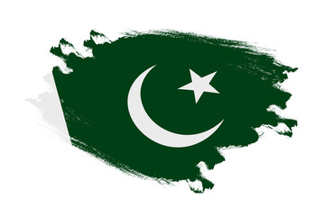 Wall Mural - Abstract stroke brush textured national flag of Pakistan on isolated white background