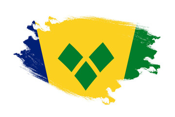 Wall Mural - Abstract stroke brush textured national flag of Saint vincent and the grenadines on isolated white background