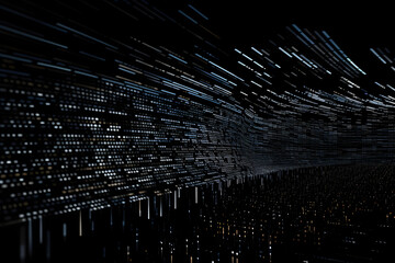 Binary code on a dark background. Computer digital drawing. Generative AI