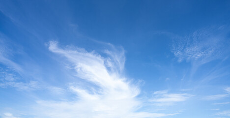 Wall Mural - blue sky and white cirrocumulus clouds texture background. blue sky on sunny day. summer sky. cloud 