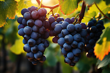 Canvas Print - Blue grapes, close up. New vintage wine concept. 