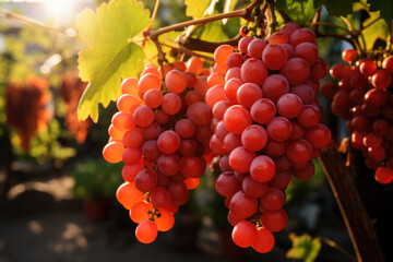 Wall Mural - red grapes on vine