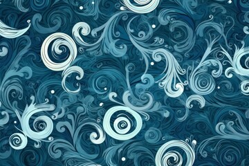 Wall Mural - Illustration of swirling bubbles on a vibrant blue background created using generative AI