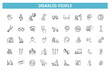 Disabled people Icons bundle. Linear dot style Icons. Vector illustration