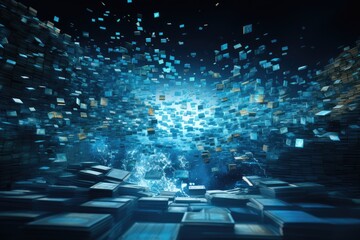 Abstract futuristic background Data Transfer. technology concept. Futuristic cyberspace background. Generative AI