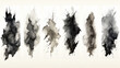 Black and white blot painted in watercolor on a light background, splashes, pattern