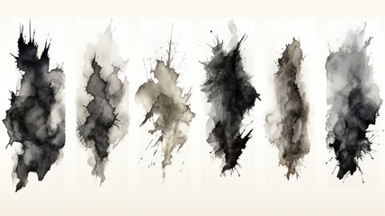 Wall Mural - Black and white blot painted in watercolor on a light background, splashes, pattern