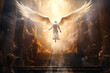 Heaven's Entrance: Soul Ascending as Angel Herald Blows Trumpet