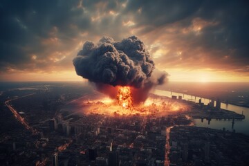 Poster - Massive nuclear blast wipes out city in fatal war. Unimaginable destruction unleashed.