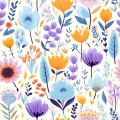 Poster - Seamless pattern with hand drawn floral elements. Vector illustration.