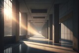 Fototapeta Do przedpokoju - Indoor city with concrete floors lit by sunlight. Generative AI