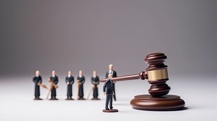 Miniatures with giant gavel for law photo concept