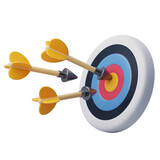 Fototapeta Dinusie - Arrows are hitting the target, sport and success business, 3d art