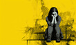 © iDoPixBox - Sadness woman on yellow background illuatration