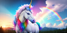 Colorful Unicorn Rainbow Horse
