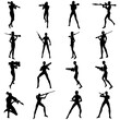 © Shinso_Hajime - Bundle of illustrations of silhouettes of soldiers using rifles and grenade launchers