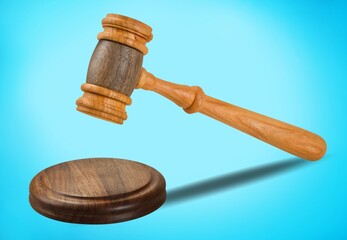 Sticker - Judge's wooden gavel or hammer with a stand.