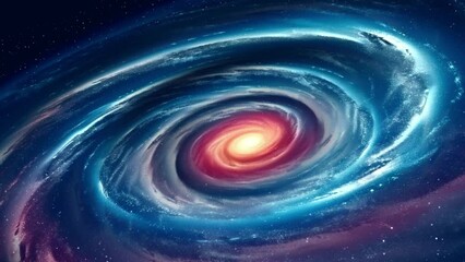 illustration of moving galaxy rotating with light in the center