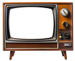 © Semper Fidelis - Realistic retro TV on legs with a transparent screen. Transparent isolated background. Generative Ai