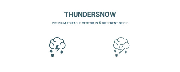 Canvas Print - thundersnow icon. Filled and line thundersnow icon from weather collection. Outline vector isolated on white background. Editable thundersnow symbol