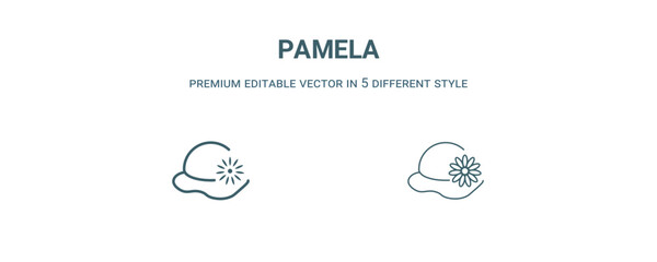 Wall Mural - pamela icon. Filled line pamela icon from summer collection. Outline vector isolated on white background. Editable pamela symbol