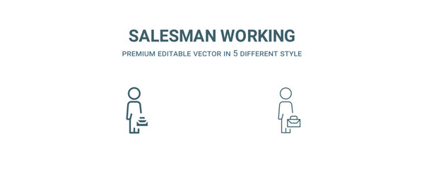 Wall Mural - salesman working icon. Filled and line salesman working icon from people collection. Outline vector isolated on white background. Editable salesman working symbol