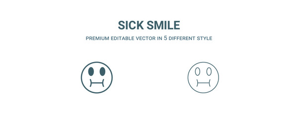 Canvas Print - sick smile icon. Filled and line sick smile icon from people collection. Outline vector isolated on white background. Editable sick smile symbol