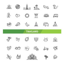Thailand Outline Icons. Linear Icons. Vector Illustration