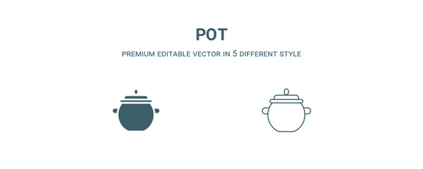 Wall Mural - pot icon. Filled and line pot icon from kitchen collection. Outline vector isolated on white background. Editable pot symbol