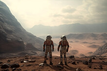 Astronauts On Mars Stand Up And See The Martian Landscape