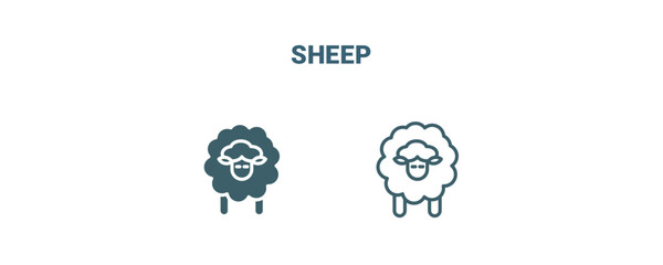 sheep icon. Line and filled sheep icon from agriculture and farm collection. Outline vector isolated on white background. Editable sheep symbol