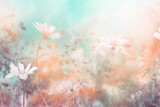 Fototapeta Kwiaty - Field colorful blooming flower in pastel color for background Created with Generative AI technology.