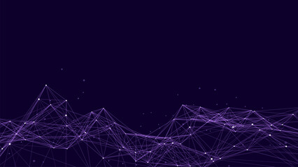 Poster - abstract futuristic wave with moving dots. flow of particles. vector cyber technology illustration.