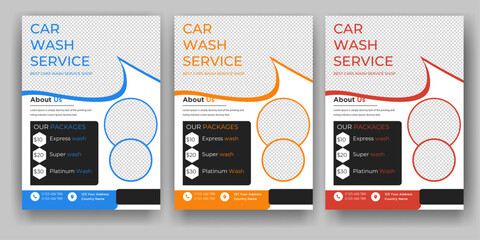 modern car wash car detailing and rental flyer, car service, and price list flyer, automobile car service flyer