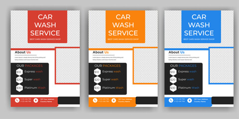 Creative Car Wash Flyer set, Abstract design carwash flyer bundle, Car Detailing, Auto Detailing Flyer, Car Wash poster templates