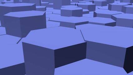 Poster - Abstract background of blue hexagons. Screensaver for Intro. 3d rendering animation.